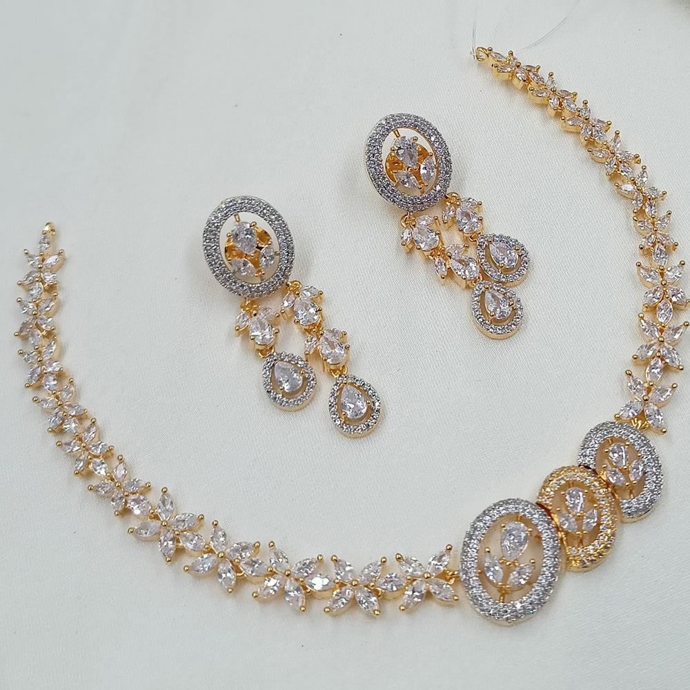 NAFJ Royal Sparkle American Diamond Necklace Set