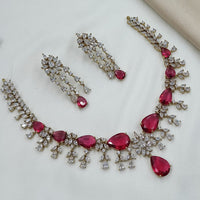 NAFJ Royal Sparkle American Diamond Necklace Set