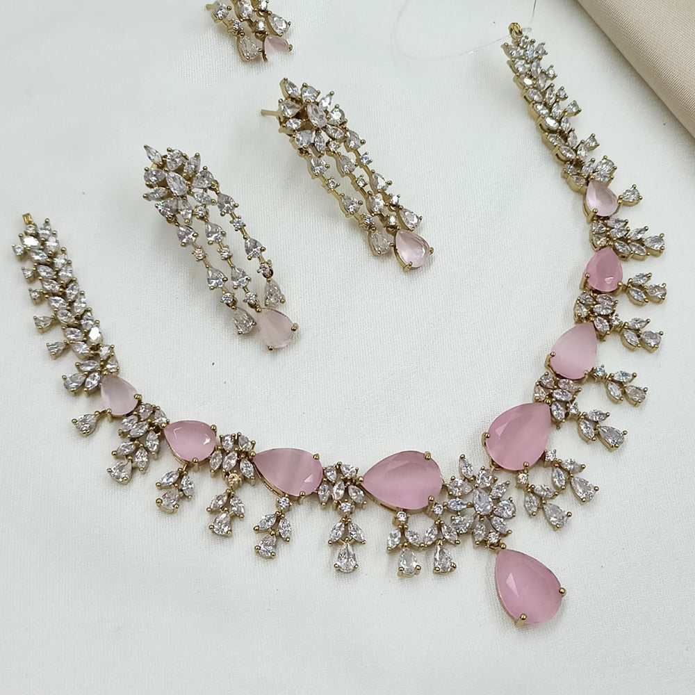 NAFJ Royal Sparkle American Diamond Necklace Set