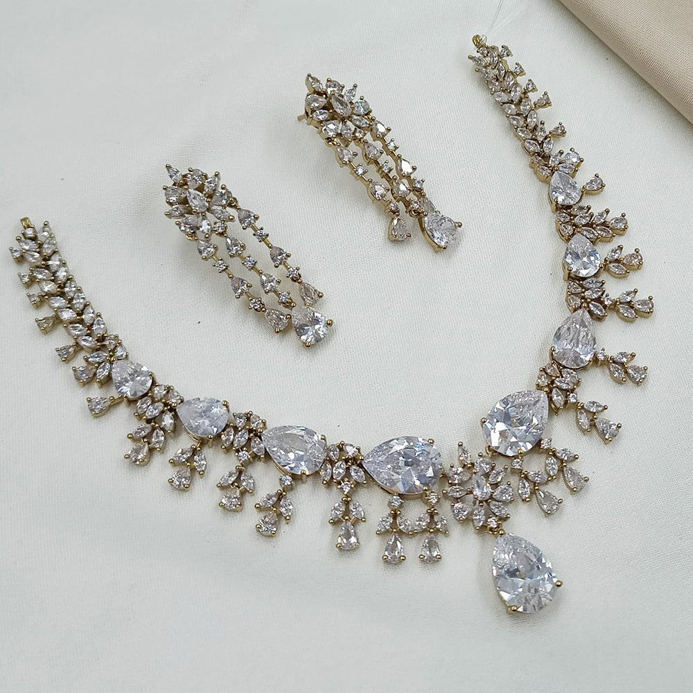 NAFJ Royal Sparkle American Diamond Necklace Set