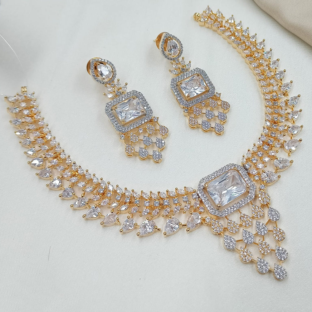 NAFJ Royal Sparkle American Diamond Necklace Set