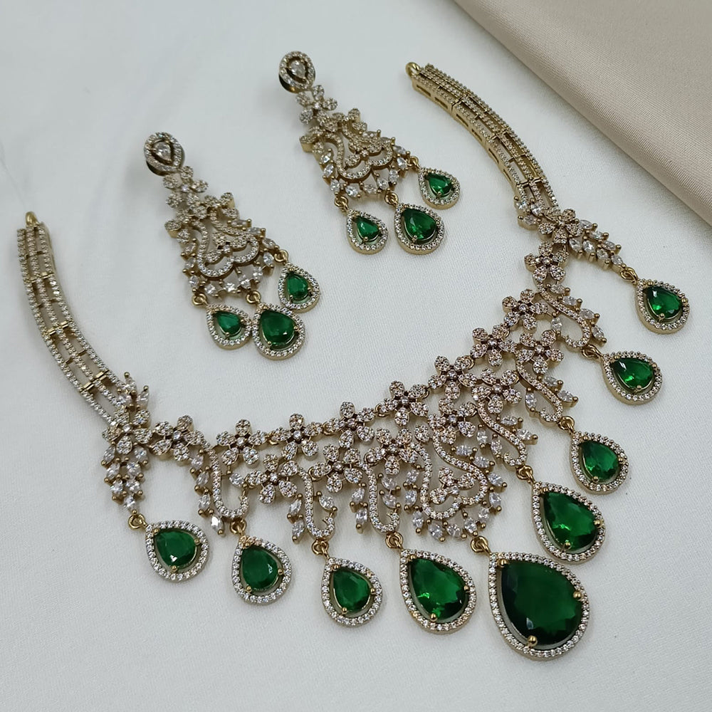 NAFJ Royal Sparkle American Diamond Necklace Set