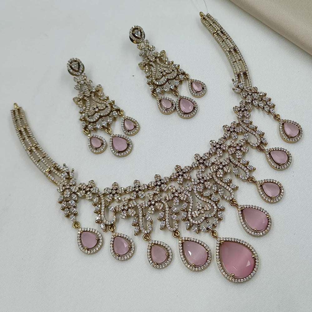 NAFJ Royal Sparkle American Diamond Necklace Set