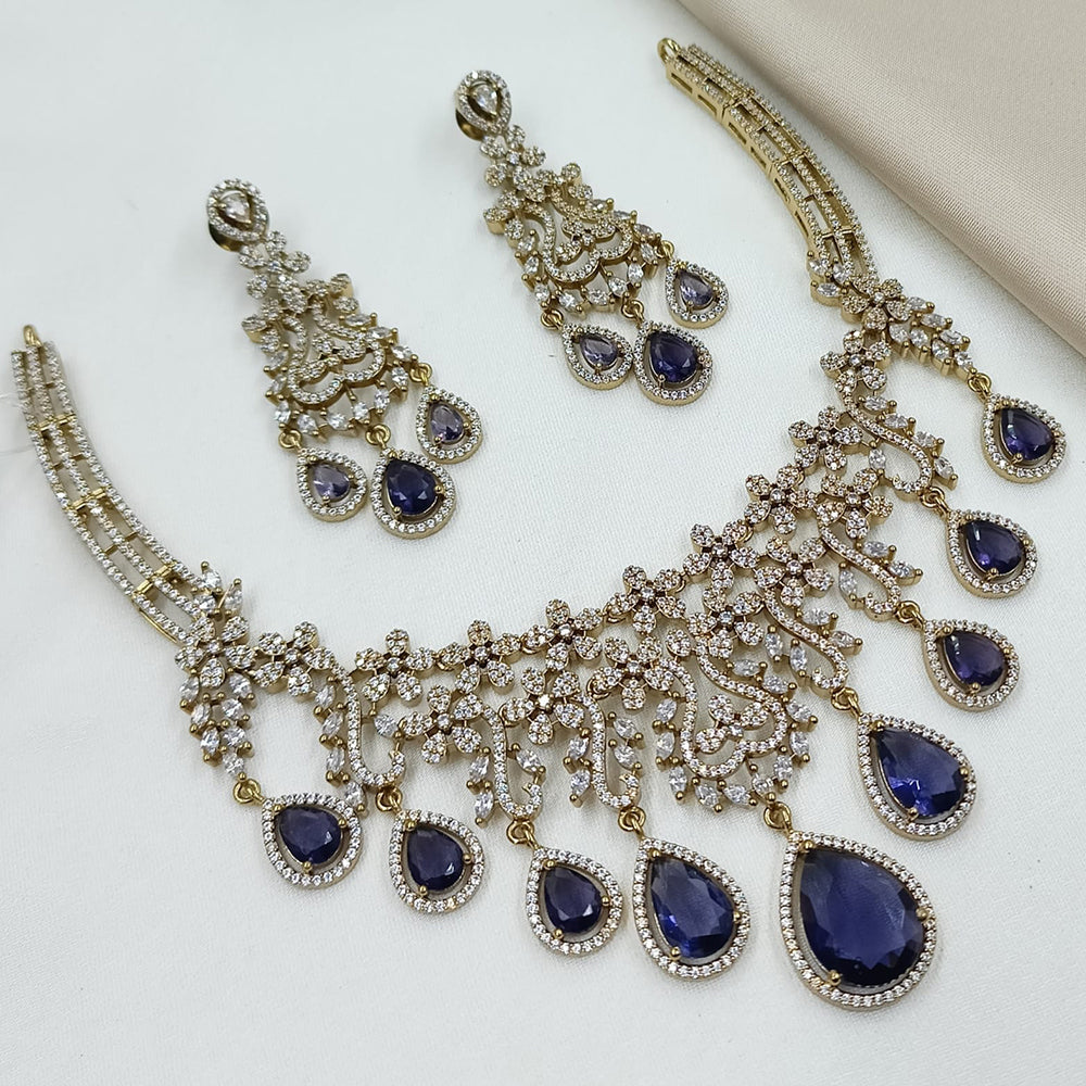 NAFJ Royal Sparkle American Diamond Necklace Set