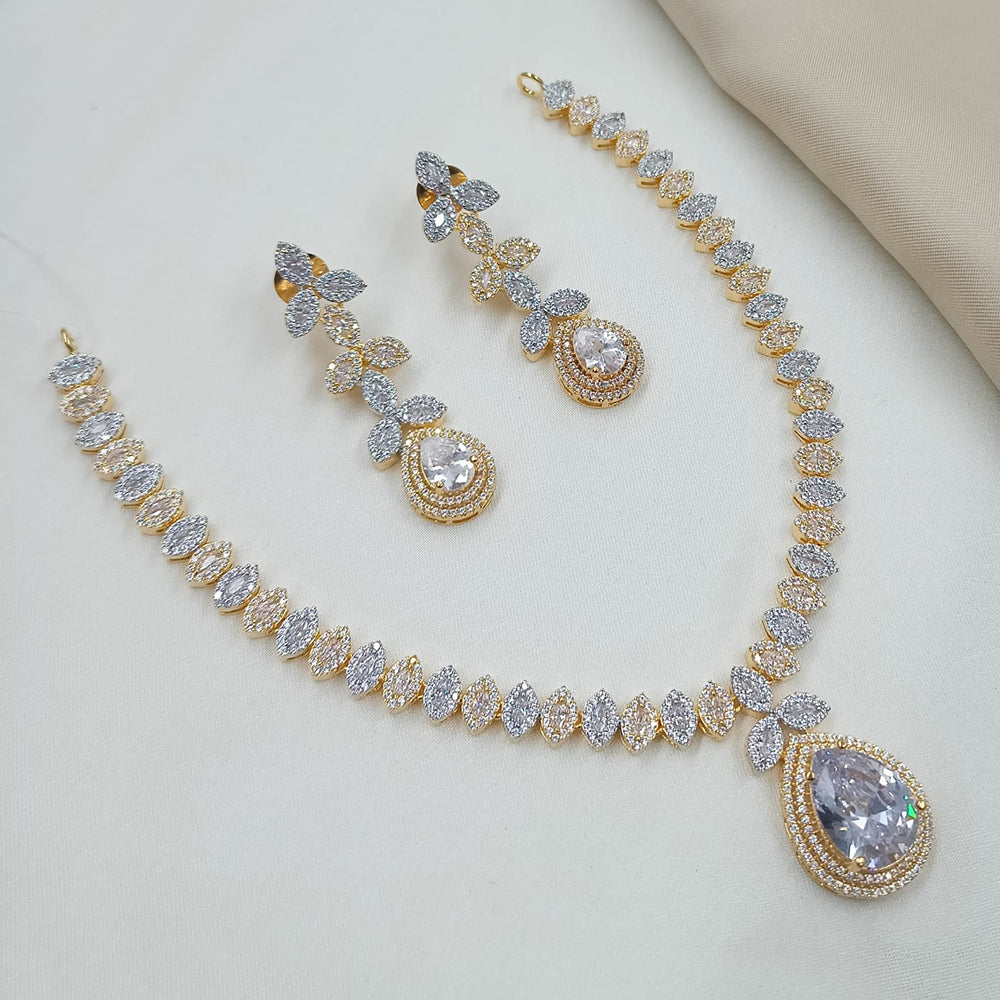NAFJ Royal Sparkle American Diamond Necklace Set
