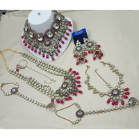 NAFJ Maharani Glow Kundan Stone Pearl And Beads Bridal Set