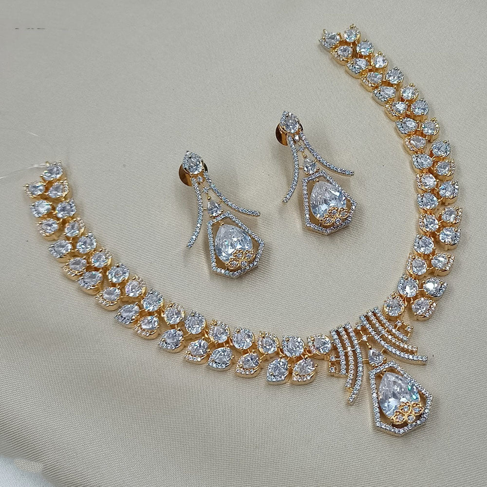 NAFJ Designer American Diamond Necklace Set for Wedding & Festive Wear