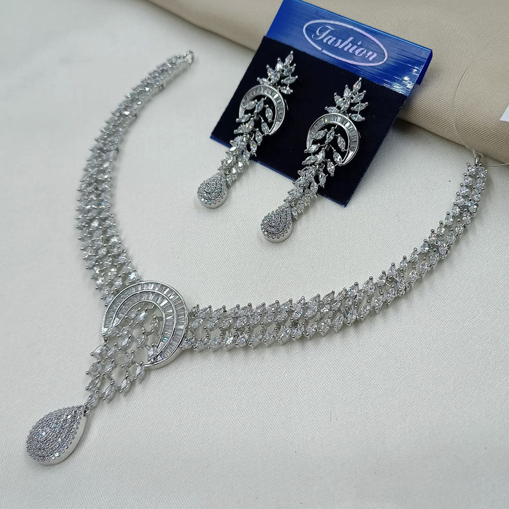 NAFJ Designer American Diamond Necklace Set for Wedding & Festive Wear
