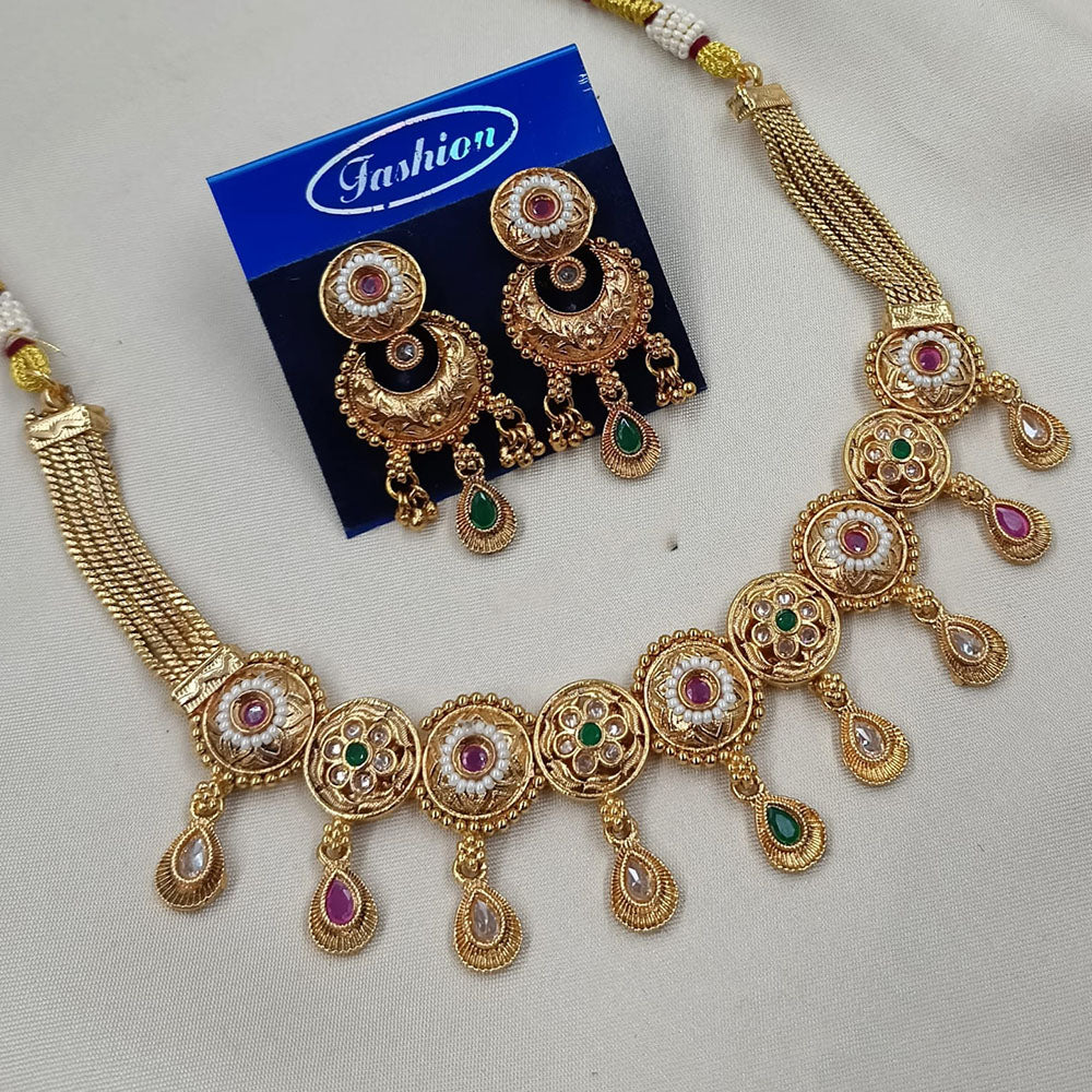 NAFJ Traditional Elegance Pota Stone And Pearl Necklace Set