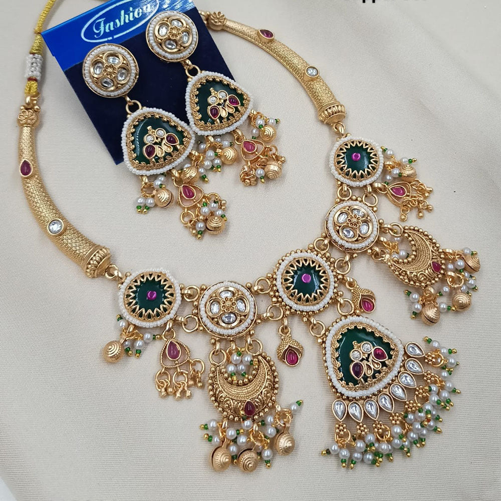 NAFJ Traditional Elegance Pota Stone And Pearl Necklace Set