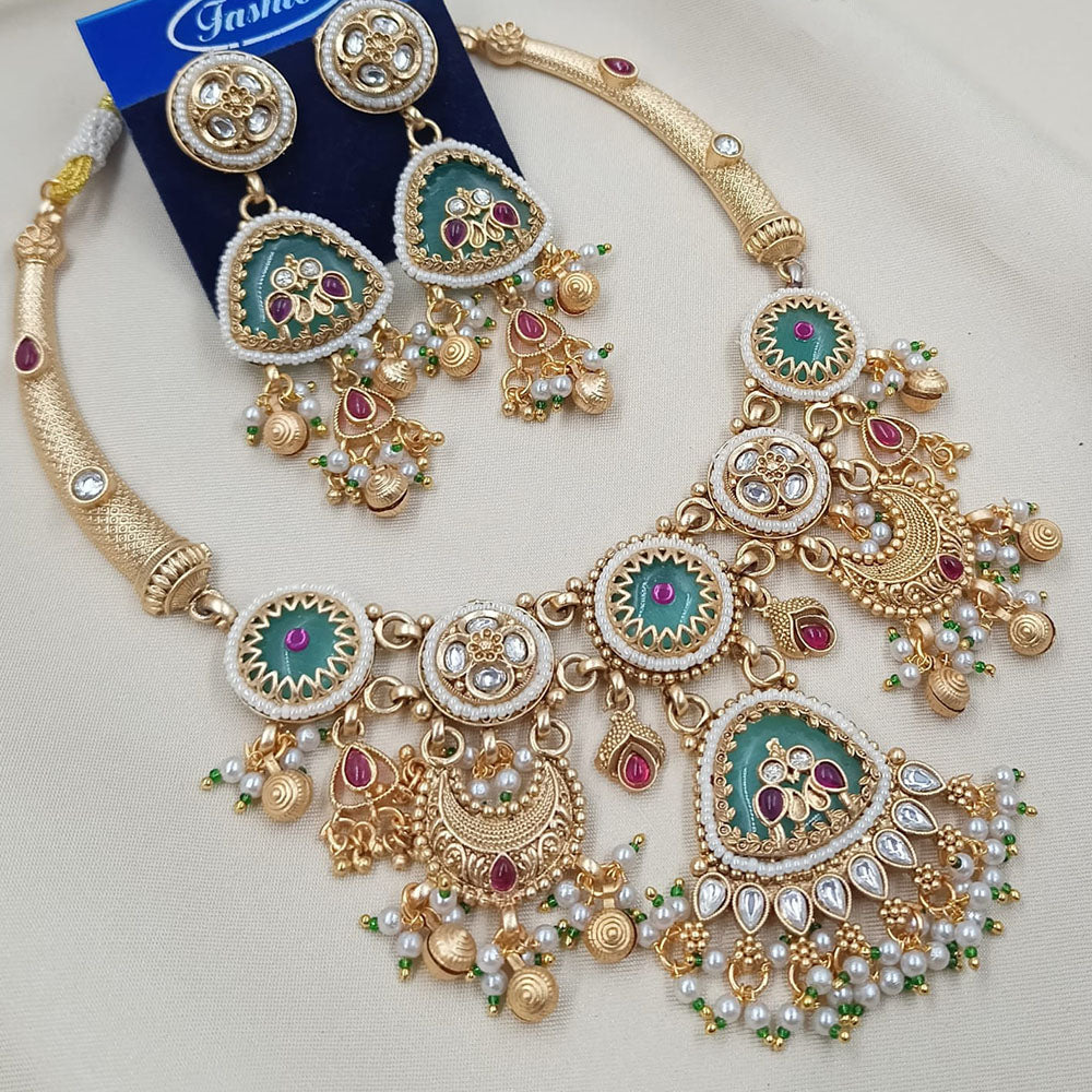 NAFJ Traditional Elegance Pota Stone And Pearl Necklace Set