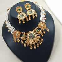 NAFJ Graceful Pota And Austrian Stone Pearl Choker Necklace Set