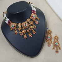 NAFJ Graceful Pota And Austrian Stone Pearl Choker Necklace Set