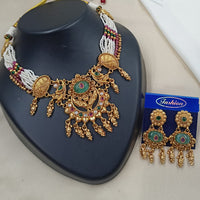 NAFJ Graceful Pota And Austrian Stone Pearl Choker Necklace Set