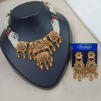 NAFJ Graceful Pota And Austrian Stone Pearl Choker Necklace Set