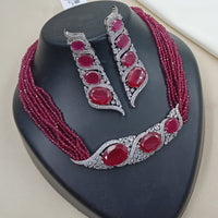 NAFJ Royal Sparkle American Daimond And Pearl Choker Necklace Set