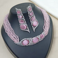 NAFJ Royal Sparkle American Daimond And Pearl Choker Necklace Set