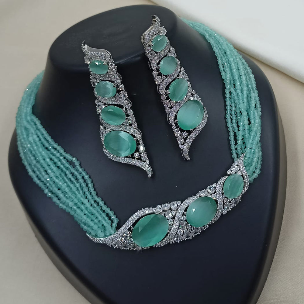 NAFJ Royal Sparkle American Daimond And Pearl Choker Necklace Set