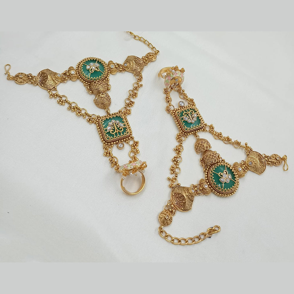 NAFJ Pota Stone And Pearl Designer Hand Harness