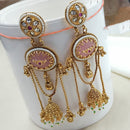 NAFJ Rajwadi Style Pota Stone And Pearl Grand Jhumki Earrings