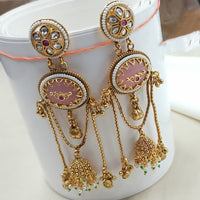 NAFJ Rajwadi Style Pota Stone And Pearl Grand Jhumki Earrings