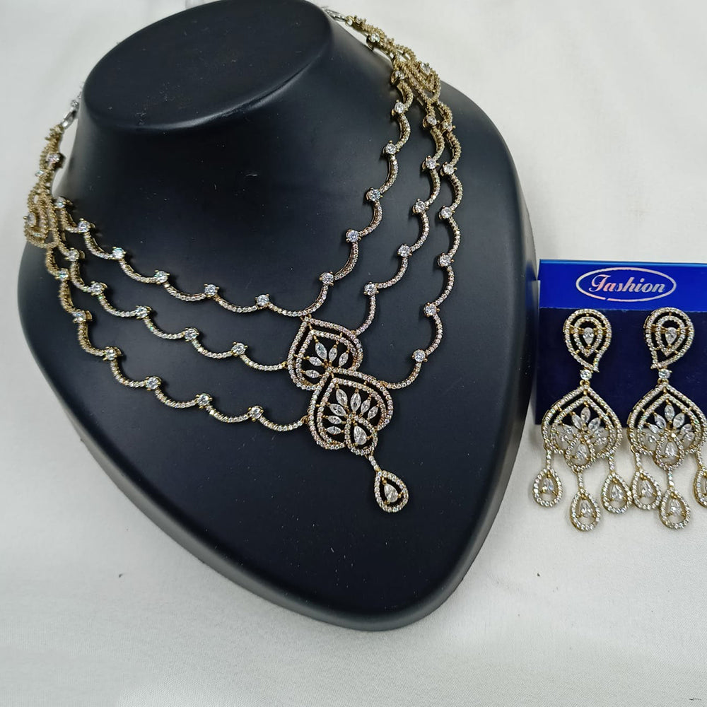 NAFJ Royal Sparkle American Daimond And Austrian Stone Necklace Set