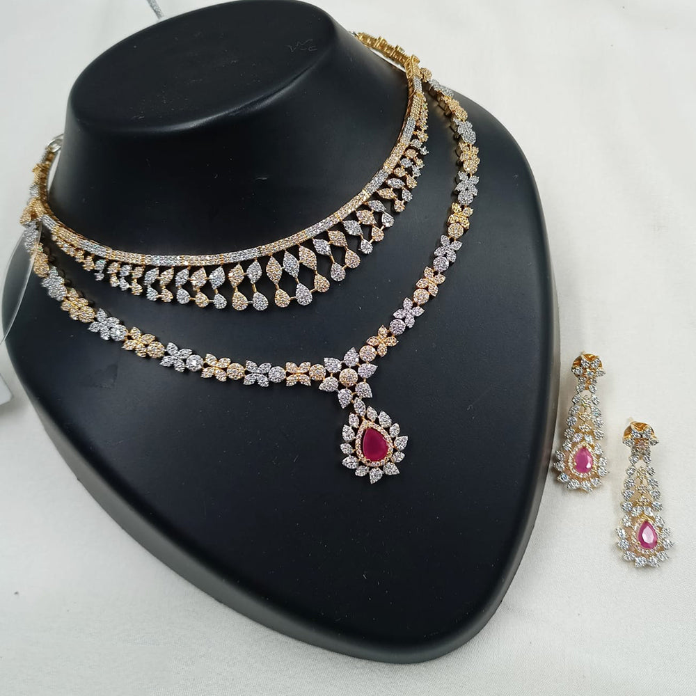 NAFJ Royal Sparkle American Daimond And Austrian Stone Necklace Set