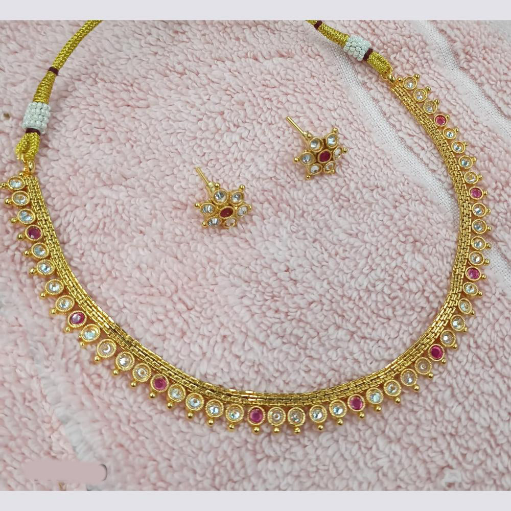 NAFJ Elegant Pota Stone And Crystal Stone Necklace Set