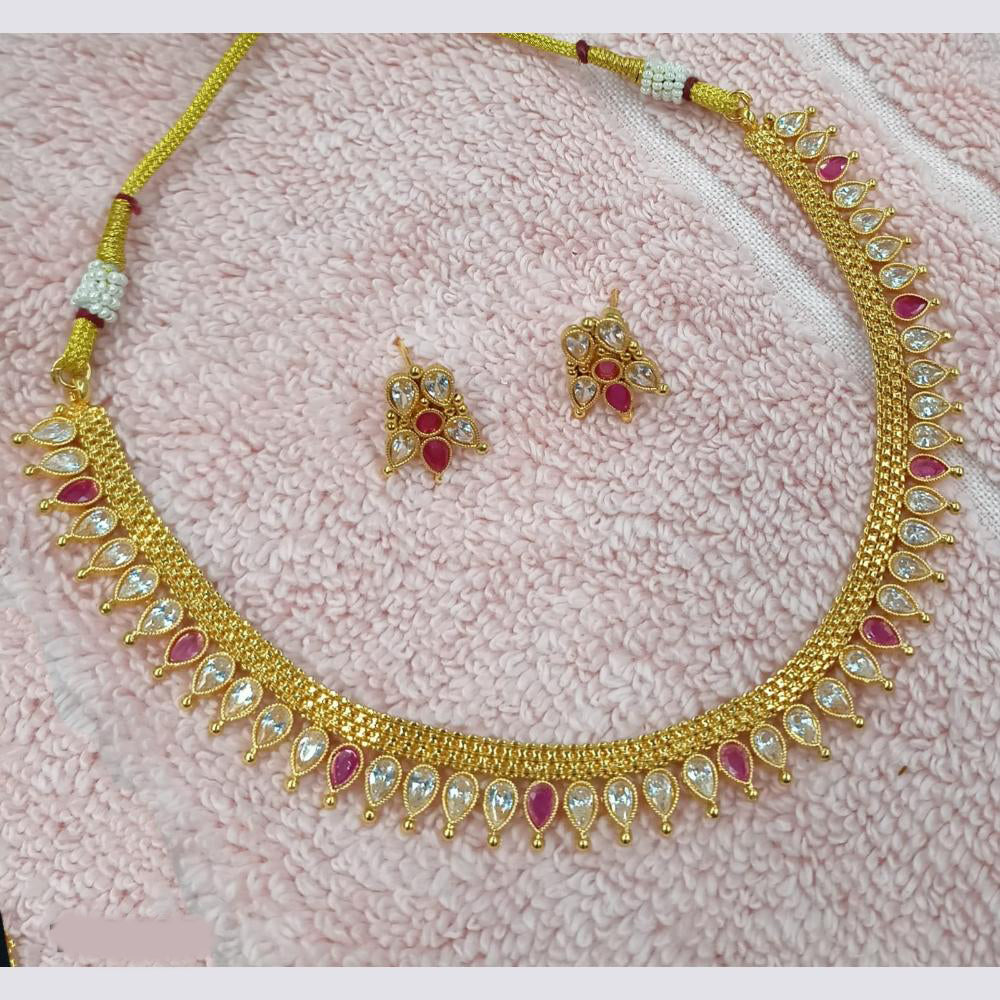 NAFJ Elegant Pota Stone And Crystal Stone Necklace Set