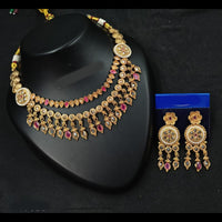 NAFJ Elegant Pota Stone And Crystal Stone Pearl Necklace Set