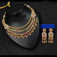 NAFJ Elegant Pota Stone And Crystal Stone Pearl Necklace Set