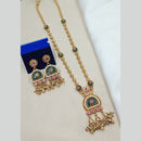 NAFJ Elegant Pota Stone And Crystal Stone Pearl Long Necklace Set