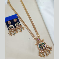 NAFJ Elegant Pota Stone And Crystal Stone Pearl Long Necklace Set