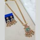 NAFJ Elegant Pota Stone And Crystal Stone Pearl Long Necklace Set