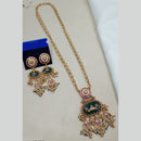 NAFJ Elegant Pota Stone And Crystal Stone Pearl Long Necklace Set