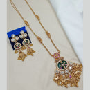 NAFJ Elegant Pota Stone And Crystal Stone Pearl Long Necklace Set