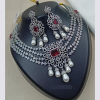 NAFJ Royal Sparkle American Daimond And Pearl Necklace Set