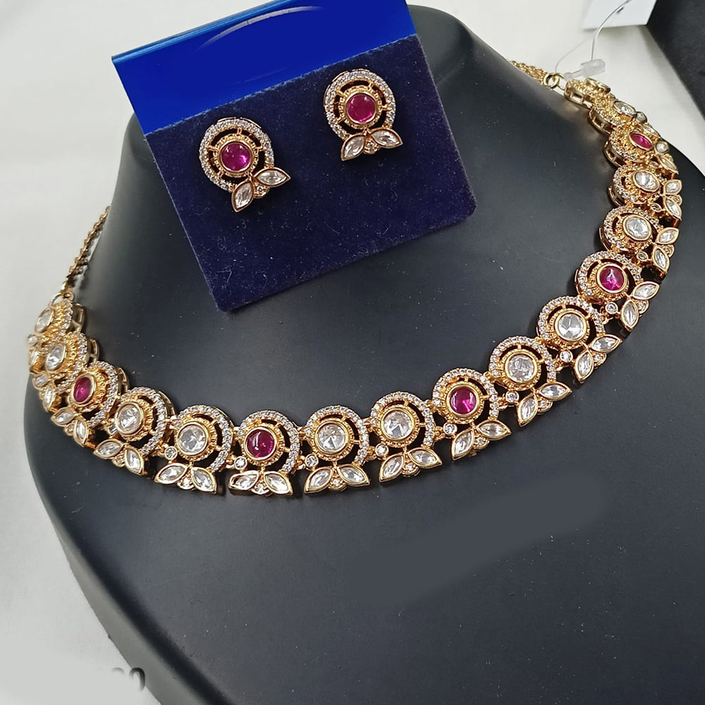 NAFJ Glam Polki Kundan Stone Embellished Necklace Set