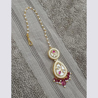 NAFJ Sparkling Polki Kundan Stone And Pearl Maangtikka