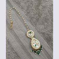 NAFJ Sparkling Polki Kundan Stone And Pearl Maangtikka