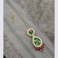 NAFJ Sparkling Polki Kundan Stone And Pearl Maangtikka