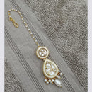 NAFJ Sparkling Polki Kundan Stone And Pearl Maangtikka