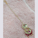 NAFJ Sparkling Polki Kundan Stone And Pearl Maangtikka