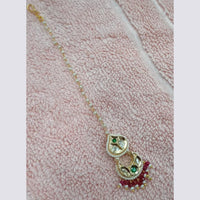 NAFJ Sparkling Polki Kundan Stone And Pearl Maangtikka