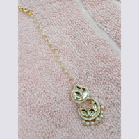 NAFJ Sparkling Polki Kundan Stone And Pearl Maangtikka