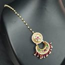 NAFJ Sparkling Polki Kundan Stone And Pearl Maangtikka