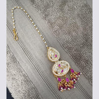 NAFJ Sparkling Polki Kundan Stone And Pearl Maangtikka