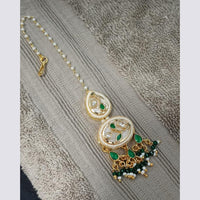 NAFJ Sparkling Polki Kundan Stone And Pearl Maangtikka