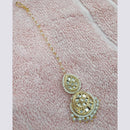 NAFJ Sparkling Polki Kundan Stone And Pearl Maangtikka