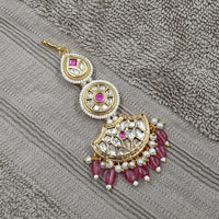NAFJ Sparkling Polki Kundan Stone And Pearl Maangtikka